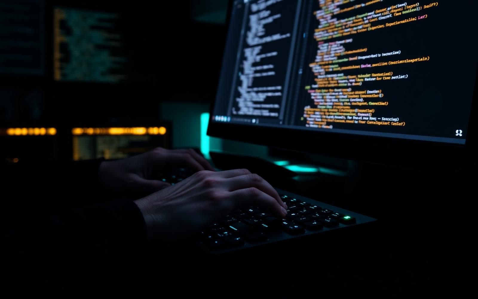 Close-up of a developer typing code on a mechanical keyboard